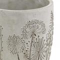 Floristik24 Vase vase à fleurs en béton blanc avec fleurs en relief vintage Ø14.5cm