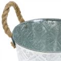 Floristik24 Pot en métal pour la plantation, pot de fleur avec anses, jardinière avec motif fleur Ø18cm