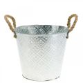 Floristik24 Cache-pot avec motif fleuri, pot en métal pour la plantation, cache-pot avec anses Ø25,5cm