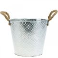 Floristik24 Cache-pot avec motif fleuri, pot en métal pour la plantation, cache-pot avec anses Ø25,5cm