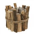 Floristik24 Cache-pot jardinière en bois rustique naturel H11,5cm Ø9cm