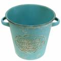 Floristik24 Pot à plantes seau métal turquoise Ø19.5cm H17.5cm
