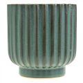 Floristik24 Cache-pot, vase en céramique, jardinière ondulée vert, marron Ø11,5cm H12,5cm