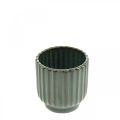 Floristik24 Mini pot de fleur, cache-pot en céramique, cache-pot en carton ondulé vert, marron Ø8cm H8.5cm