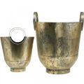 Floristik24 Jardinière ancienne avec anses Pot décoratif en métal Ø31 / 25cm, lot de 2