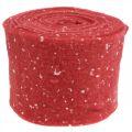 Floristik24 Ruban de feutrine rouge à pois, ruban déco, ruban adhésif pour pot, feutre de laine rouge clair, blanc 15cm 5m