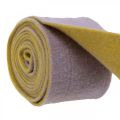 Floristik24 Ruban feutre, ruban pot, ruban laine bicolore jaune moutarde, violet 15cm 5m