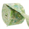Floristik24 Pot ruban, décoration printanière, ruban de feutre vert, bleu, blanc chiné 15cm 5m