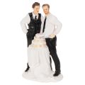 Floristik24 Figurine pour gâteau représentant un couple d'hommes avec un gâteau, 16,5 cm