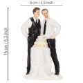 Figurine pour gâteau représentant un couple d'hommes avec un gâteau, 16,5 cm | Floristik24.fr