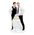 Floristik24 Figurine de gâteau couple d’hommes avec gâteau 16,5 cm