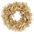 Floristik24 Couronne de fleurs sèches couronne décorative blanchie crème Ø25cm