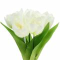 Floristik24 Décoration de printemps tulipes en bouquet blanc 26,5cm 5pcs