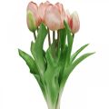 Floristik24 Tulipes Artificielles Real-Touch Rose Pêche 38cm Bouquet de 7pcs