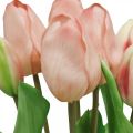 Floristik24 Tulipes Artificielles Real-Touch Rose Pêche 38cm Bouquet de 7pcs