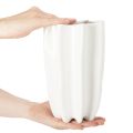 Vase en céramique blanche ondulée 24 cm pour fleurs séchées | Floristik24.fr