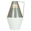 Floristik24 Vase anse métal gris/crème/doré vintage Ø19cm H31cm