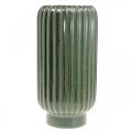 Floristik24 Vase en céramique, décorations de table, vase décoratif cannelé vert, marron Ø10,5cm H21,5cm