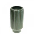 Floristik24 Vase en céramique, décorations de table, vase décoratif cannelé vert, marron Ø10,5cm H21,5cm
