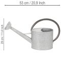 Arrosoir vintage en métal gris argenté, élégant objet de décoration de jardin, vase à fleurs, L 53 cm x H 29 cm | Floristik24.fr
