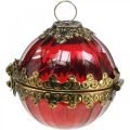Floristik24 Boule de Noël vintage à ouvrir en verre rouge doré Ø8cm lot de 2