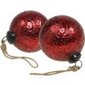 Floristik24 Boules de Noël vintage boules de sapin de Noël en verre rouge Ø10cm 2pcs