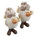 Floristik24 Figurines de Noël oiseau avec chapeau beige 11,5x8x14cm 2pcs