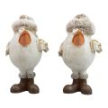 Floristik24 Figurines de Noël oiseau avec chapeau beige 11,5x8x14cm 2pcs