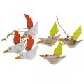 Déco oiseaux bois à suspendre oiseau décoration printanière 10.5cm 6pcs