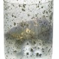 Floristik24 Bougie en verre bicolore vase en verre lanterne clair, argent H14cm Ø10cm
