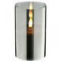 Floristik24 Bougie LED festive dans un verre argenté, cire véritable, blanc chaud, minuterie, à piles Ø7.3cm H12.5cm