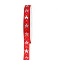 Floristik24 Ruban de Noël avec étoiles rouge 15mm 20m