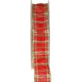 Floristik24 Ruban décoratif ruban cadeau écossais rouge vert or 25mm 20m