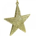 Décoration de Noël pendentif étoile paillettes dorées 10cm 12pcs