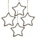 Floristik24 Décoration de Noël étoiles étoiles d&#39;orme à suspendre blanc lavé 20cm 4pcs