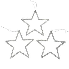 Floristik24 Pendentif étoile de décoration de Noël paillettes argentées 12cm 12pcs