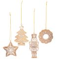 Floristik24 Ensemble de 4 décorations de Noël en plastique en forme de pain d'épices 6 cm avec cordon doré