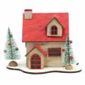 Floristik24 Maison de Noël avec éclairage LED naturel, bois rouge 20×15×15cm