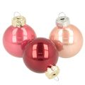 Floristik24 Boules de Noël en verre brillantes 3 cm rose et rouge - Set de 22