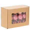 Boules de Noël en verre brillantes 3 cm rose et rouge - Set de 22 | Floristik24.fr
