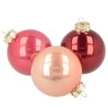 Floristik24 Boules de Noël en verre 6 cm rouges et roses, set de 24 pièces