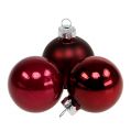 Floristik24 Verre boule de Noël Ø4cm Bordeaux mix 24 pcs