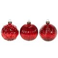 Boules de Noël en Verre Rouge 8 cm Lot de 12 | Floristik24.fr