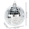Boules de Noël miroir argenté 7 cm avec cordon - Lot de 6 | Floristik24.fr