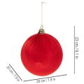 Boule de Noël Velours Rouge Ø20cm Lot de 3 | Floristik24.fr