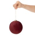 Boules de Noël en velours bordeaux 15 cm à suspendre - Lot de 3 | Floristik24.fr