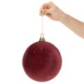 Boule de Noël en velours bordeaux Ø20cm x3 | Floristik24.fr