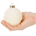 Boules de Noël en plastique blanc crème 8 cm lot de 12 | Floristik24.fr