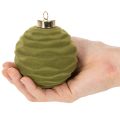 Boules de Noël en plastique 8 cm vert mousse flocage velours lot de 12 | Floristik24.fr
