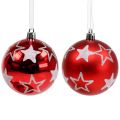 Floristik24 Boules de Noël avec étoiles en rouge 2pcs Ø8cm